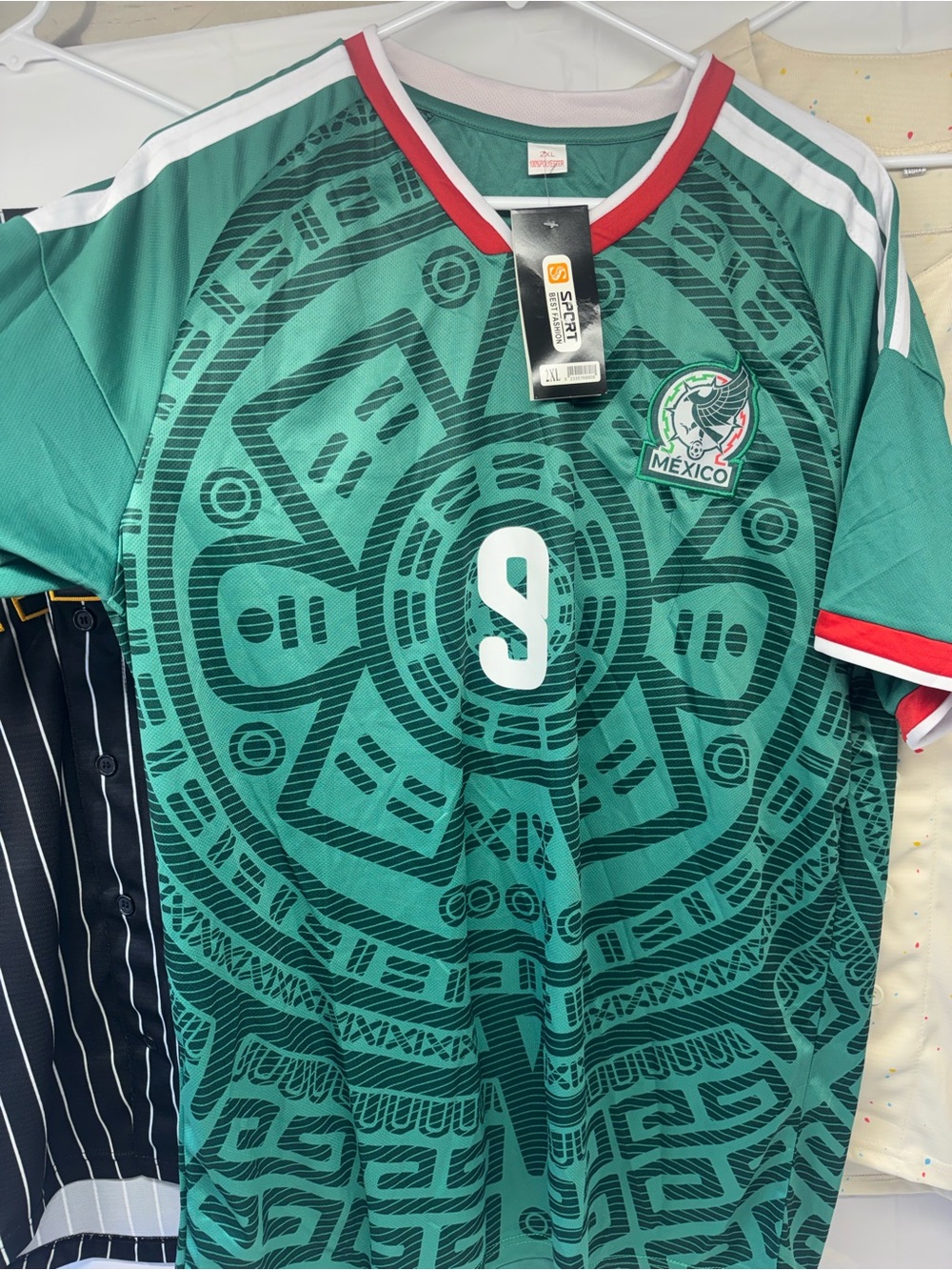 BEAST FASHION Mexico Green Football Jersey with White Number 9